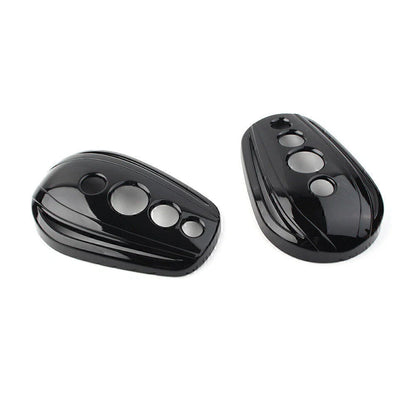 Black Oval Rearview Mirror Covers for Harley Dyna, Street Glide, Softail, Sportster