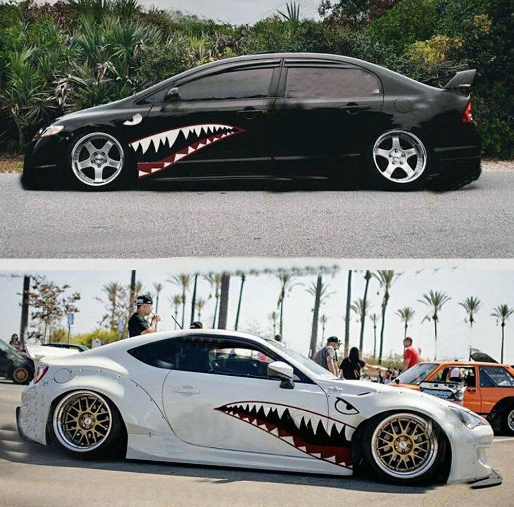 Pair Side Door Shark-Mouth Teeth Sticker Vinyl Exterior Decal