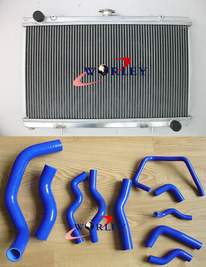 52mm Aluminum Radiator & Blue Hose for Nissan Silvia 180SX (1989–1994)