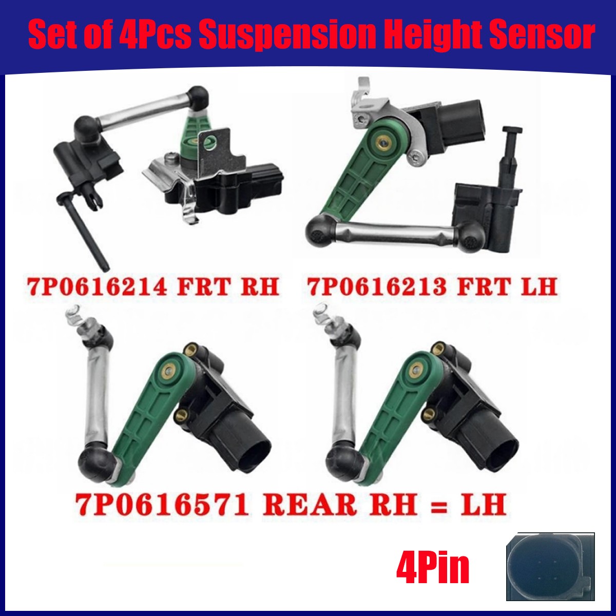 Set of 4 Suspension Height Sensors for Volkswagen Touareg (2011–2018)