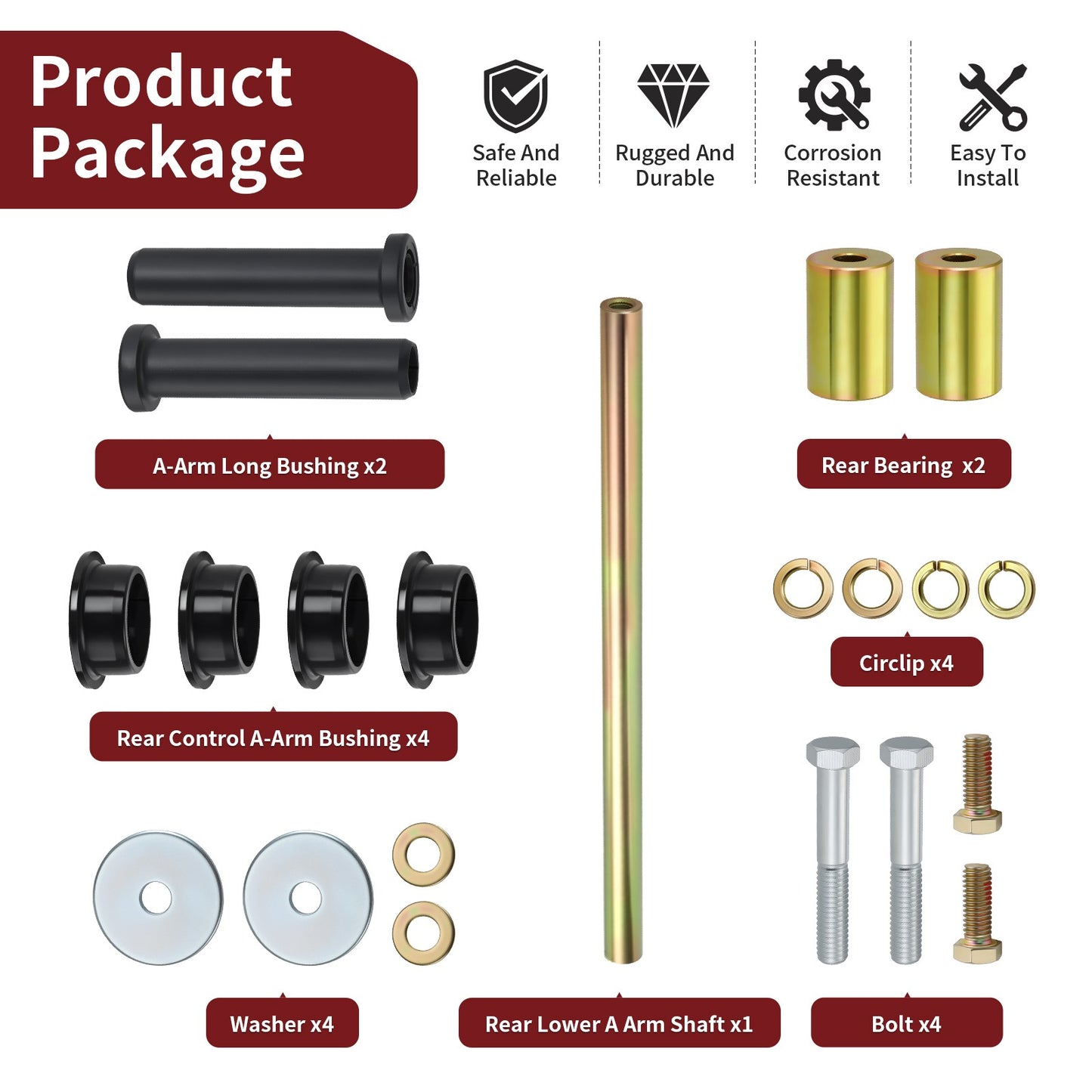 Rear A-Arm Bushing Kit for Polaris Sportsman 400 450 500 600 700 800 (2000–2023)