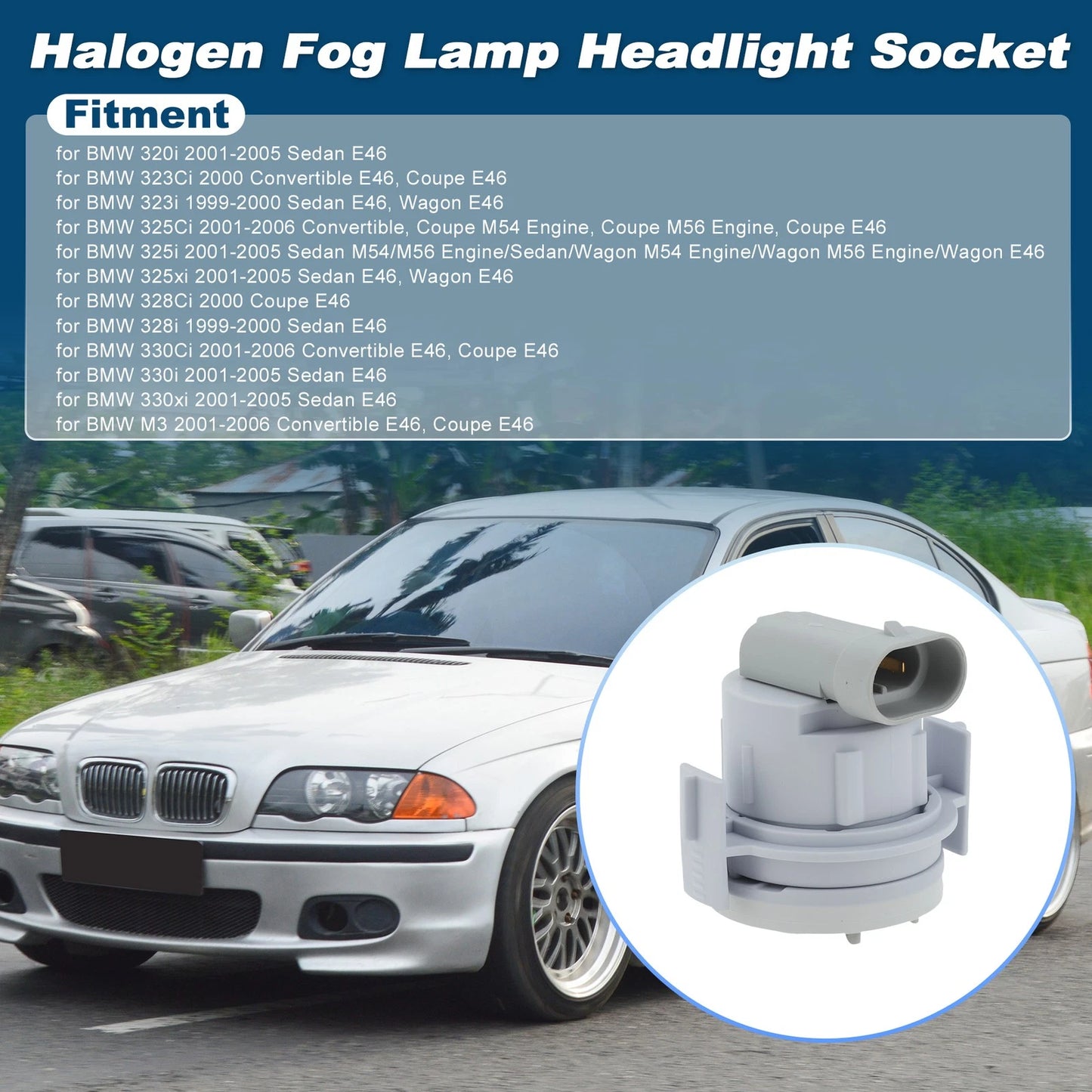 Halogen Fog Lamp Headlight Socket for BMW E46 320i 323i 325i 328i (1998–2006) 63128380206