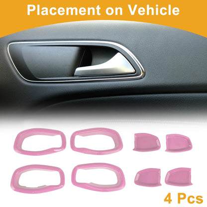 Set of 4 Pink ABS Interior Door Handle Bowl Cover Trim for Jeep Renegade (2015–2023)