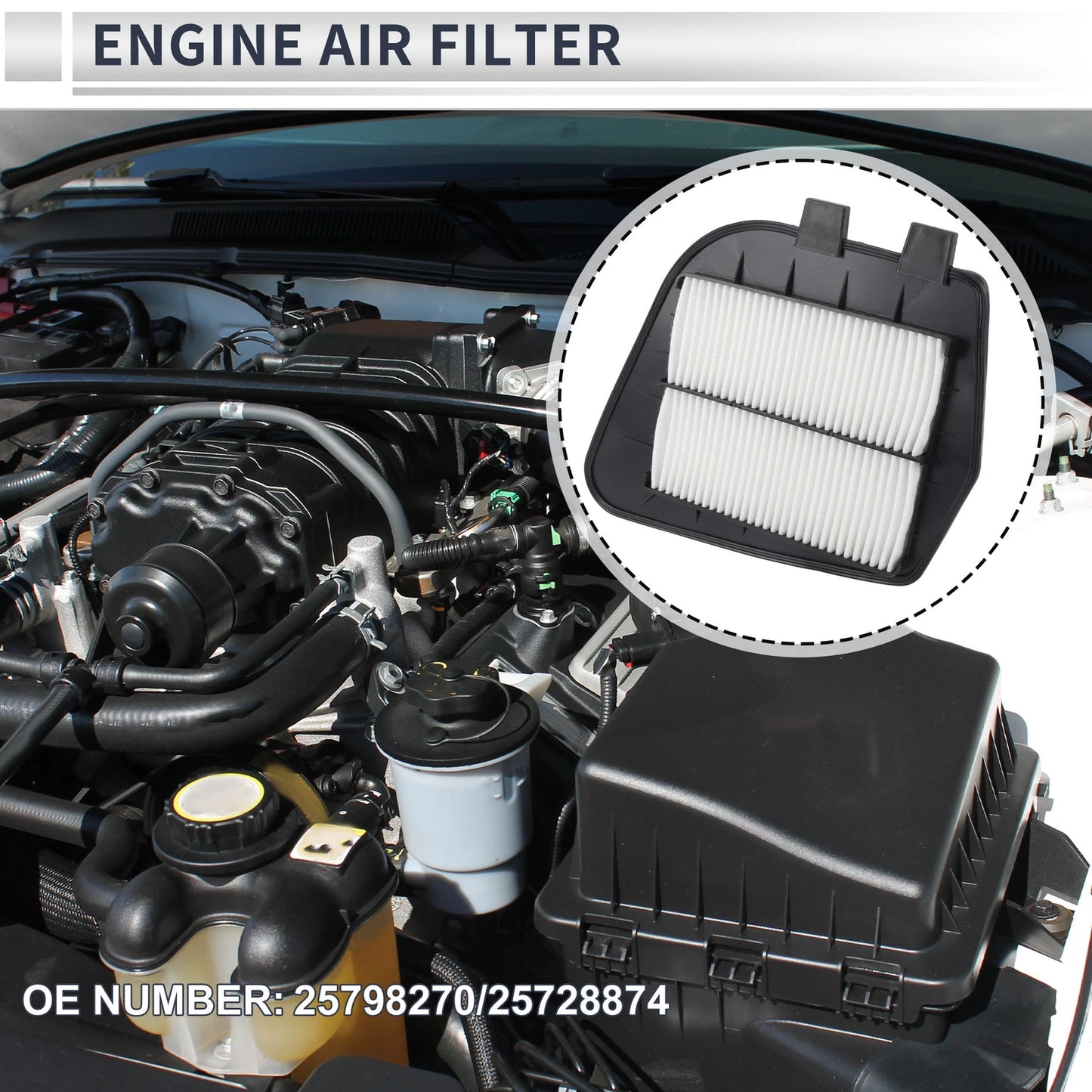 Car Engine Air Filter No. 25798270/25728874 for Cadillac CTS (2003–2007)