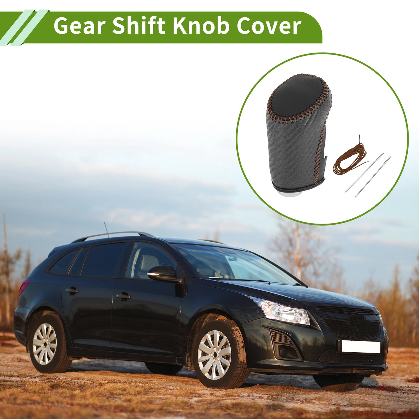 Gear Shift Knob Cover for Chevrolet Malibu (2016–2023) Black Carbon Fiber