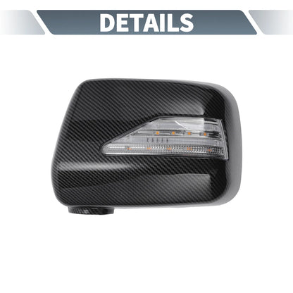 Rearview Mirror Cover Overlay with LED Black Carbon Fiber for Lexus RX300 (1999-2003)