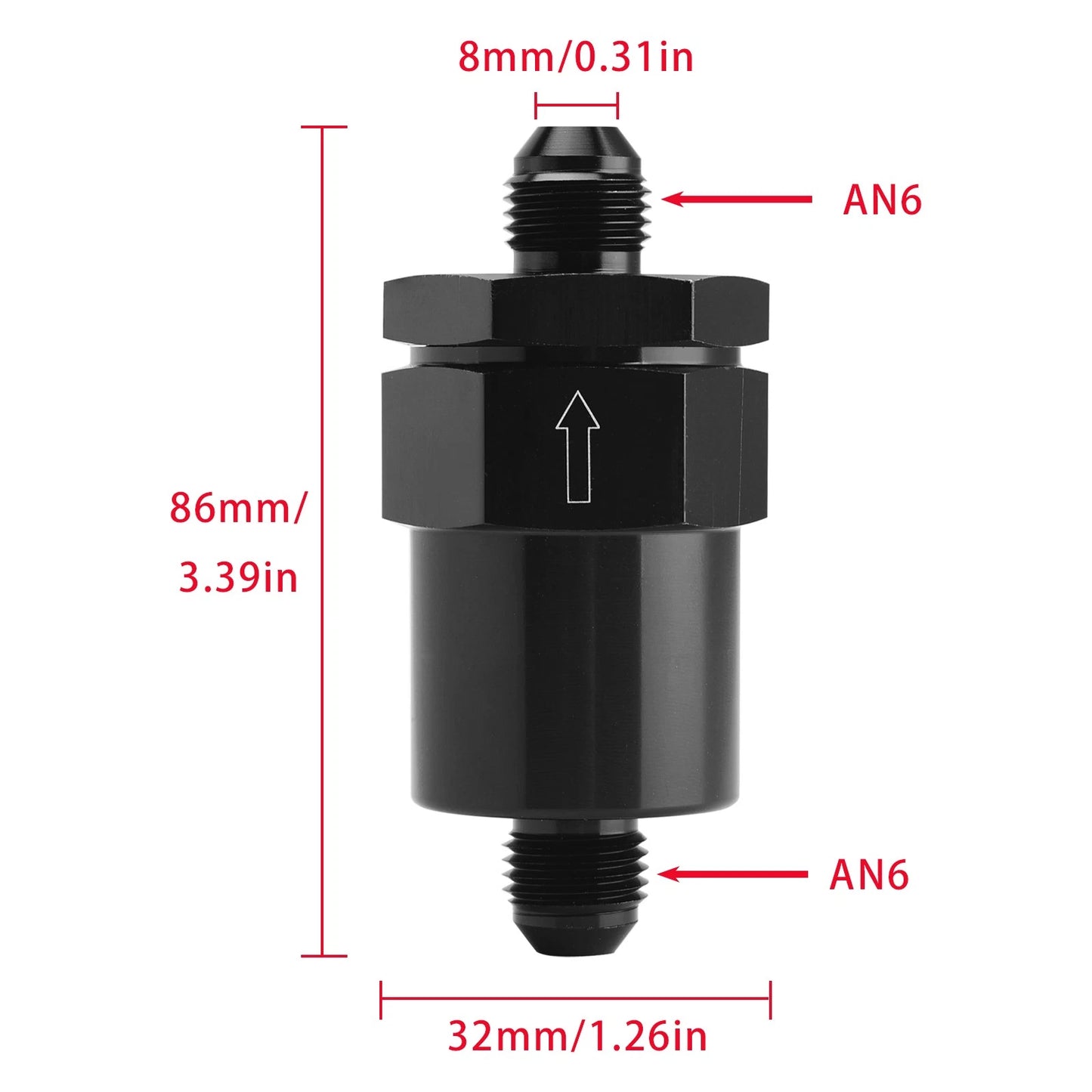 AN6 Inline Fuel Filter Adapter with 30 Micron Element for Universal Applications
