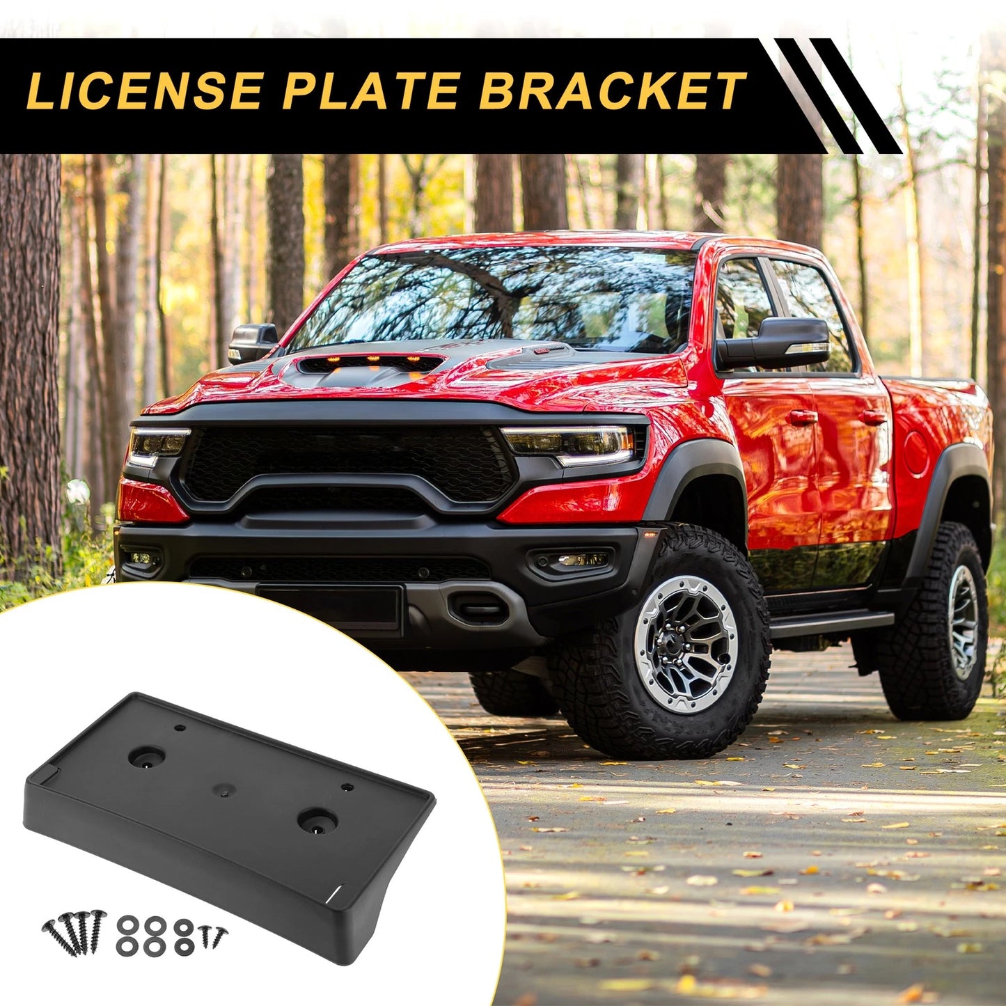 Set of 1 Front Bumper License Plate Bracket Holder for Dodge Ram 1500 (2018–2023)