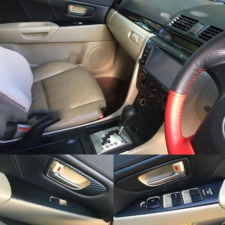 RHD 3D Carbon Fiber Pattern Interior Trim Decals for Mazda 3 (2006–2012)