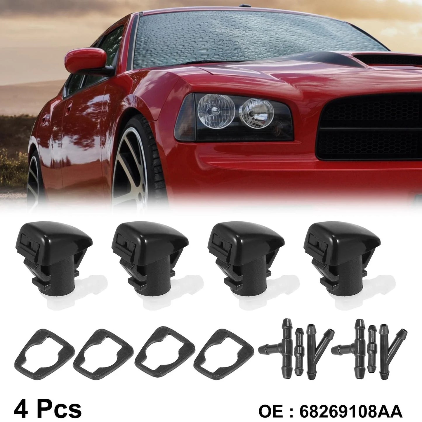 4pcs Front Windshield Washer Nozzles for Dodge Durango (2011-2023)