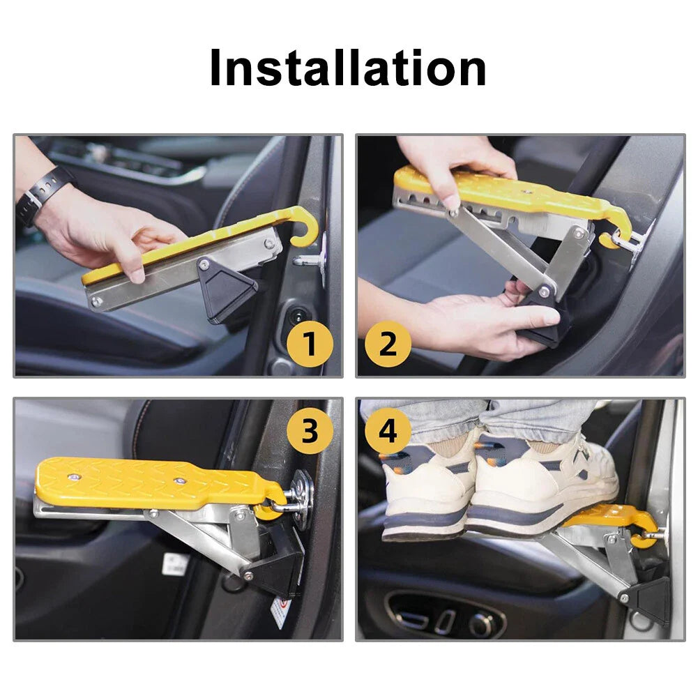 Adjustable Foldable Roof Rack Door Step Stand Pedal for Car - Gold
