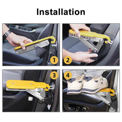 Adjustable Foldable Roof Rack Door Step Stand Pedal for Car - Gold