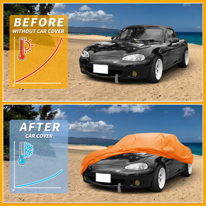 Waterproof Car Cover for Mazda MX-5 Miata (All Weather, Orange, Zipper)