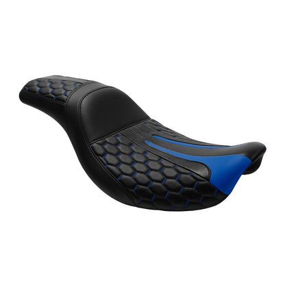 Black & Blue Driver & Passenger Seat for Harley Dyna Low Rider (2006-2017)