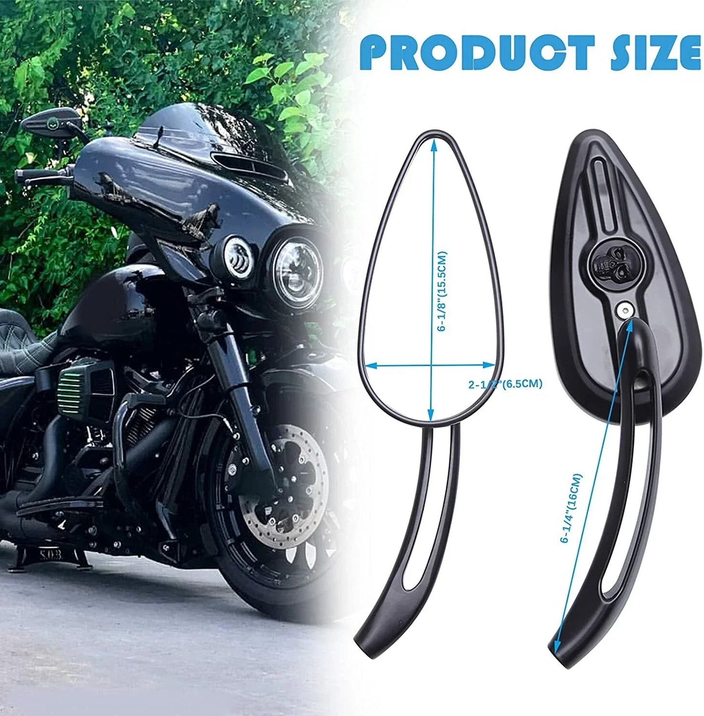 Skull Teardrop Rearview Mirrors  for Harley Sportster XL883 1200