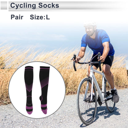 Cycling Socks Size L High-cut Shock Absorption Breathable Purple
