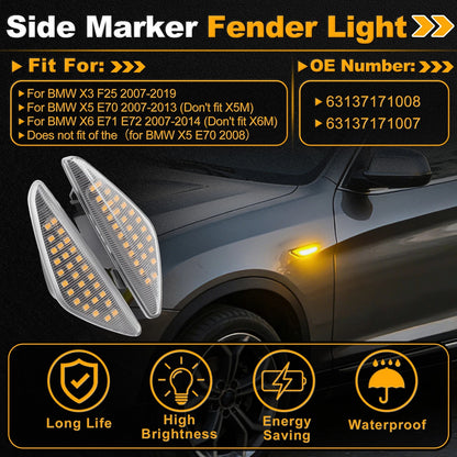 Set of 2 Side Marker Fender Lights for BMW X3 F25 (2007–2019) 63137171008