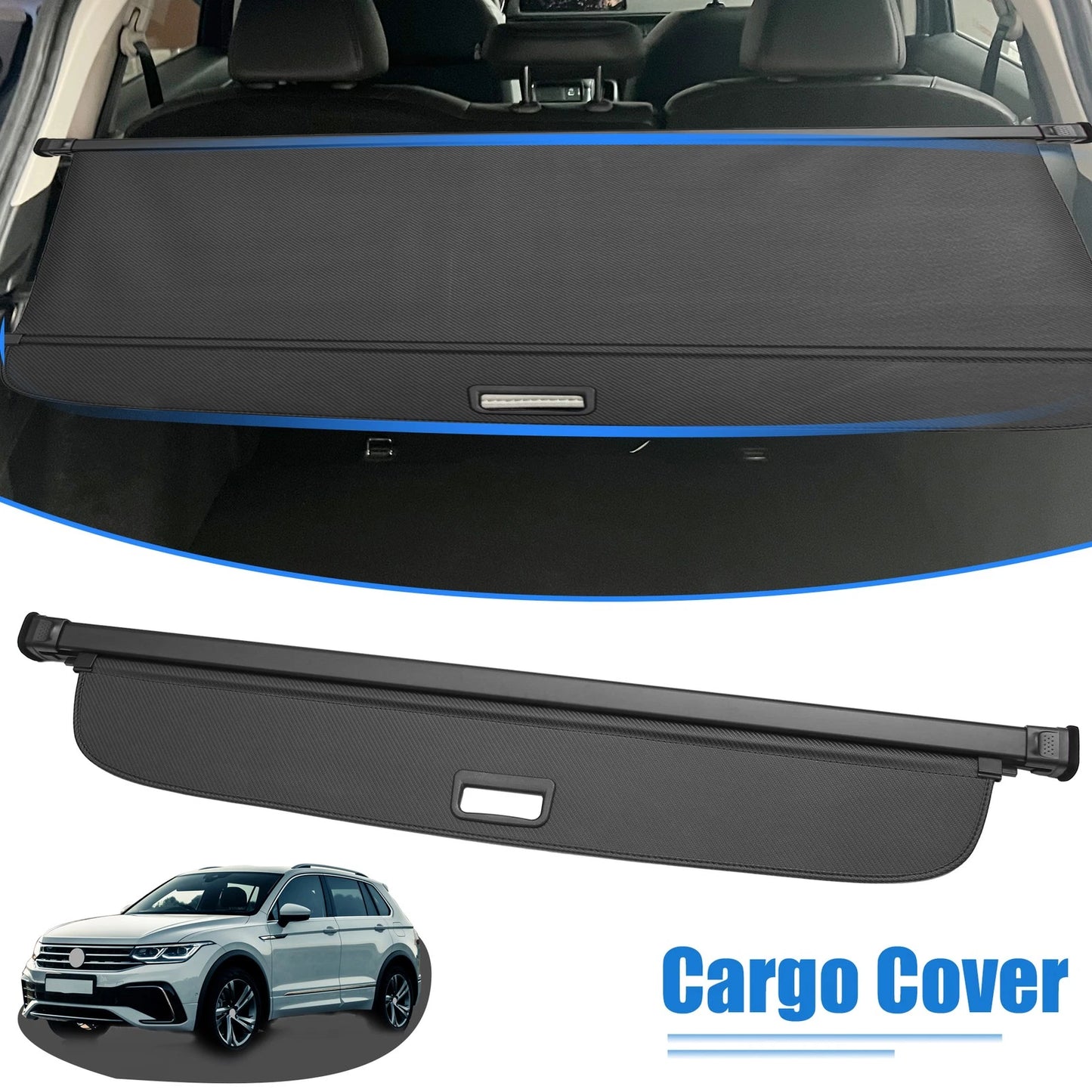 Retractable Cargo Cover for VW Tiguan (2018–2023) - Black Trunk Shade