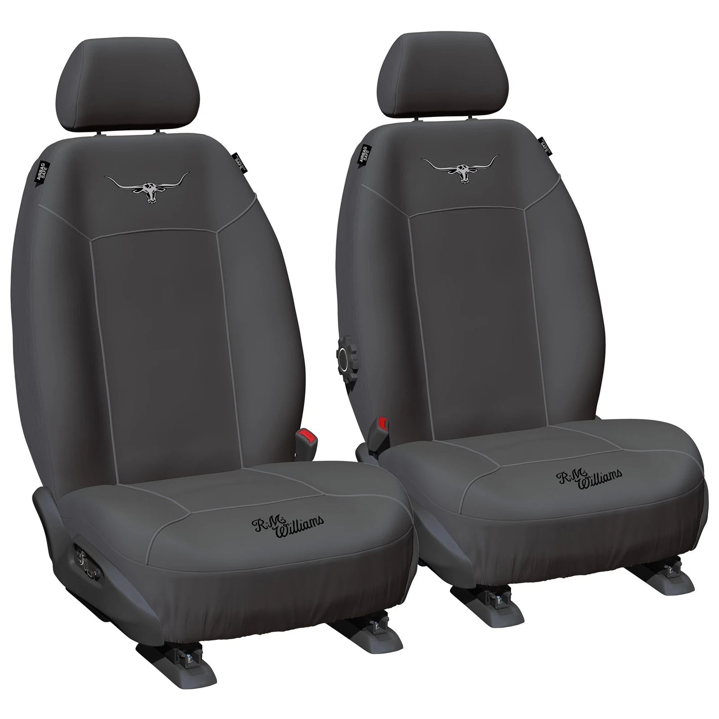 Set of 2 Grey Canvas Front Car Seat Covers for Universal Fit