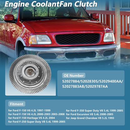 Engine Cooling Fan Clutch for Ford F-150 V6 4.2L (1997–1999) No. 52027884/52028305