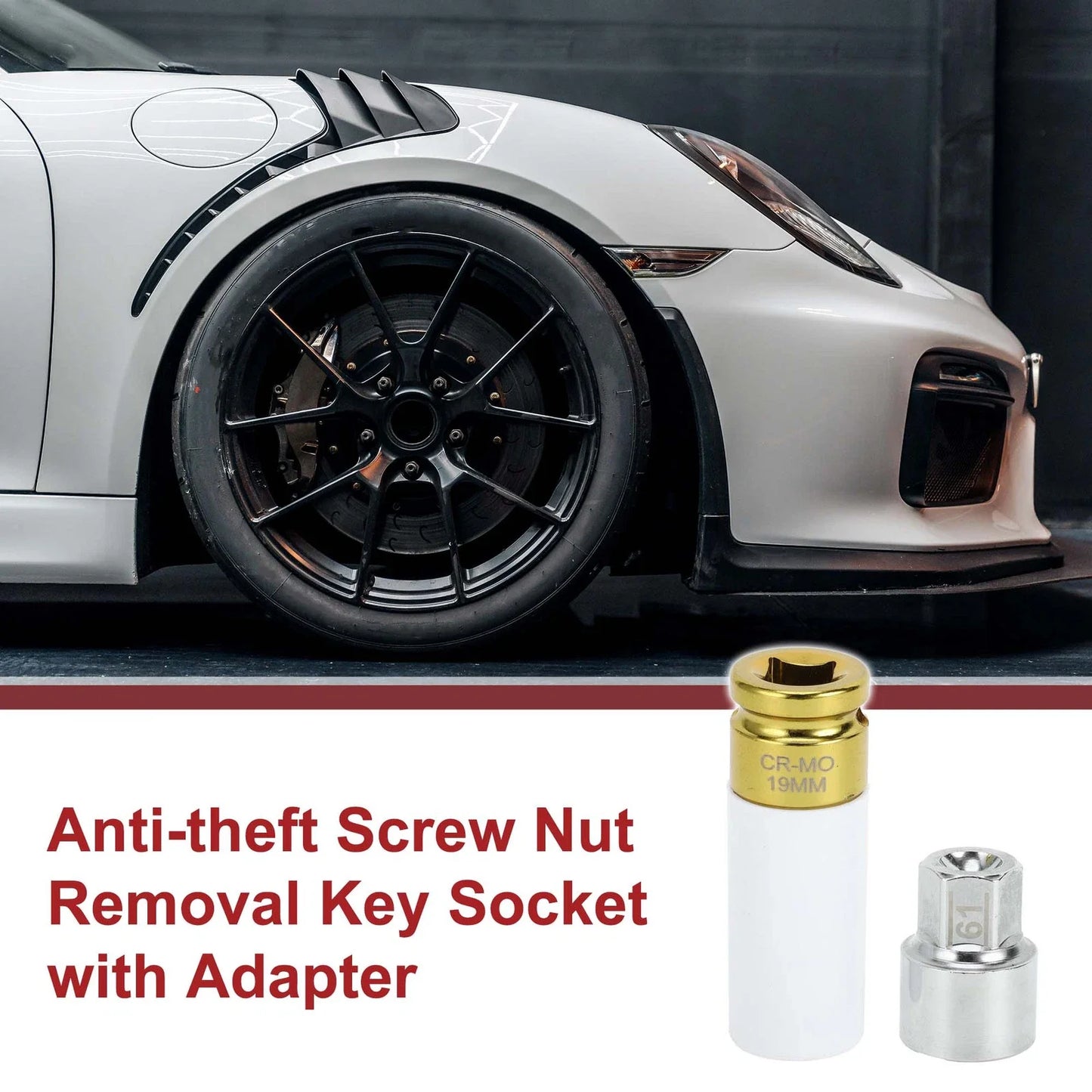 Set of 2 Wheel Lock Lug Nuts with 15 Teeth Key for Porsche Cayenne (2003-2023)