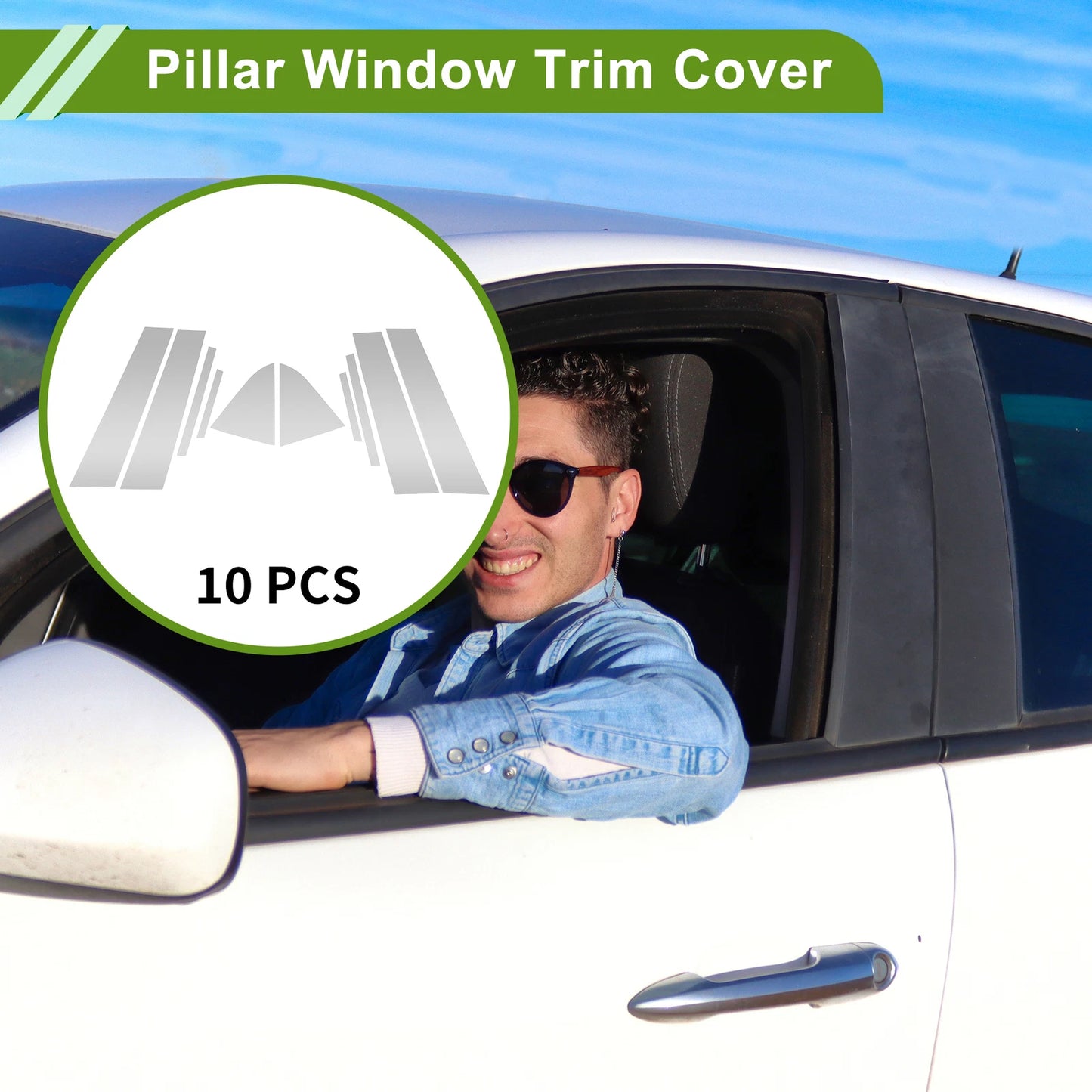 10 Pcs Pillar Window Trim for Chevy Cruze (2011–2015) Silver Tone