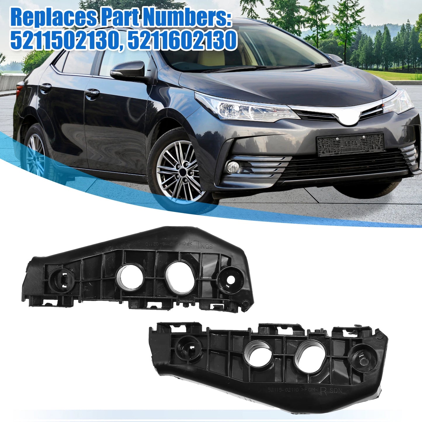 Set of 2 Front Bumper Mounting Support Brackets 5211502130 for Toyota Corolla (2009–2011)