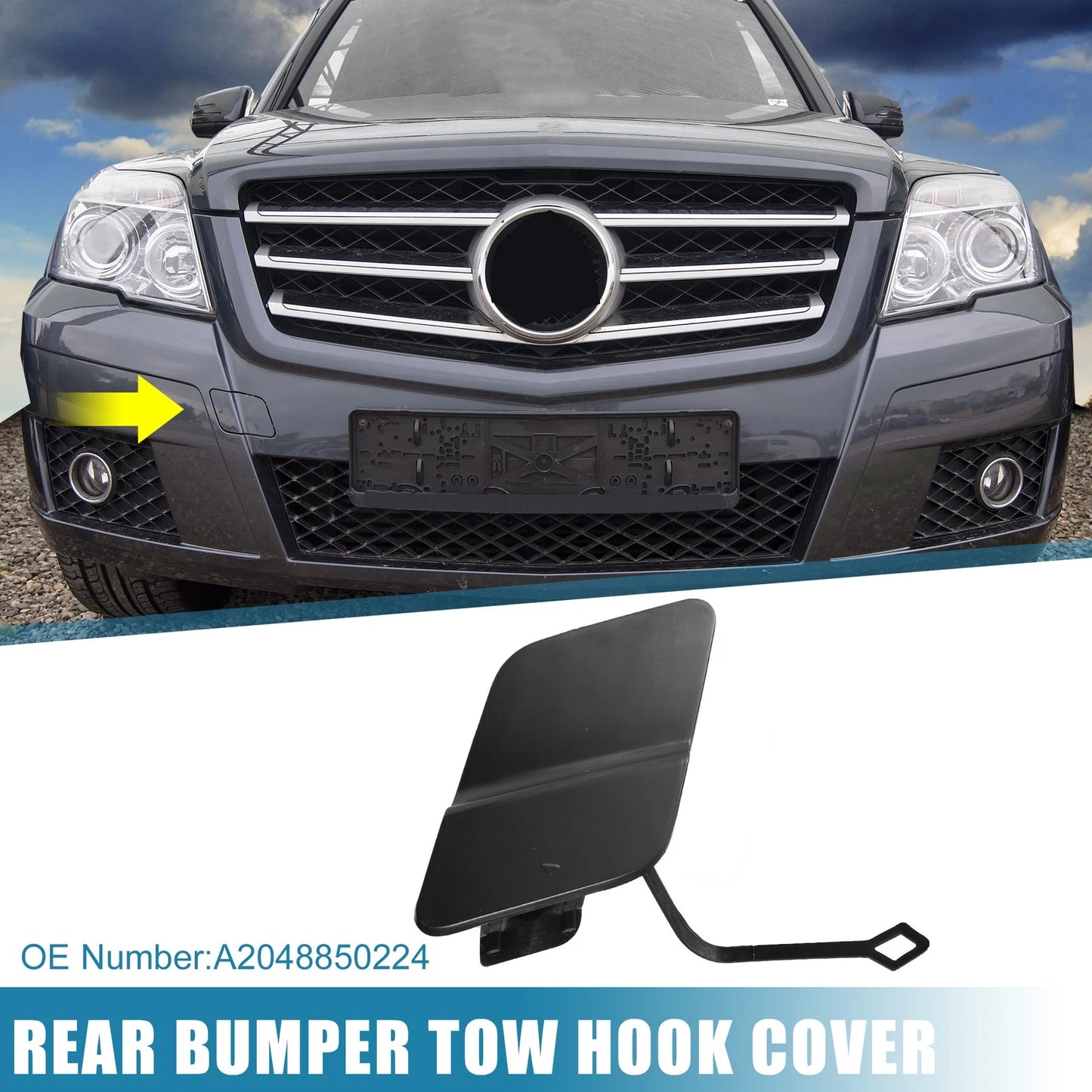 Front Bumper Tow Hook Cover A2048850224 for Mercedes-Benz GLK300 GLK350 (2010–2015)