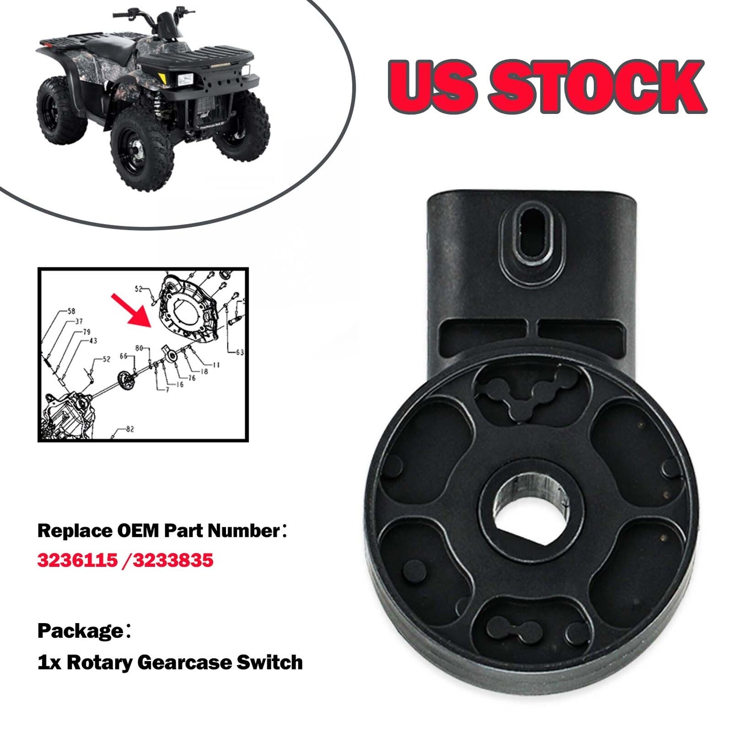 Rotary Gearcase Switch for Polaris Sportsman Ranger Scrambler Hawkeye