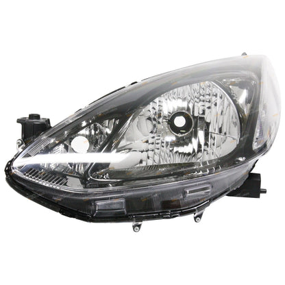 Set of 2 Black Headlights for Mazda 2 (2007–2014)