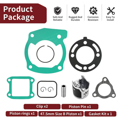 47.5mm Size B Piston & Rings Gasket Kit for Honda CR85R (2003–2007)