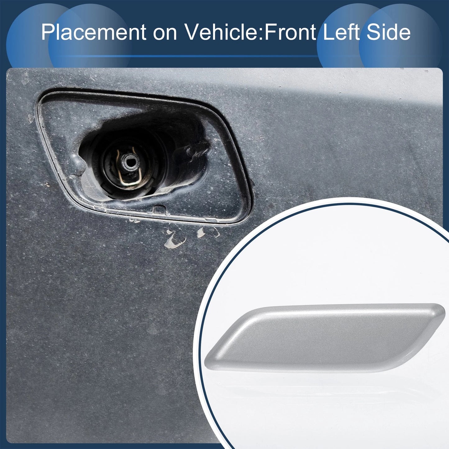 Front Left Washer Nozzle Cover Cap for Honda Accord (2011–2013) Silver Tone