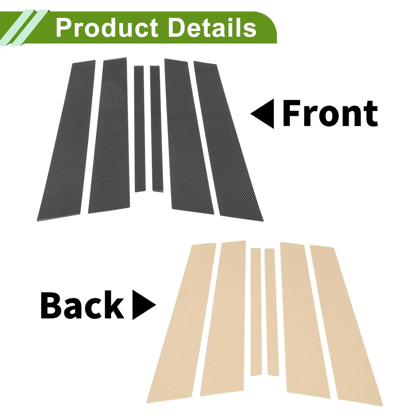 6 x Door Pillar Window Trim for BMW 1-Series (2008-2016) Carbon Fiber Pattern Black