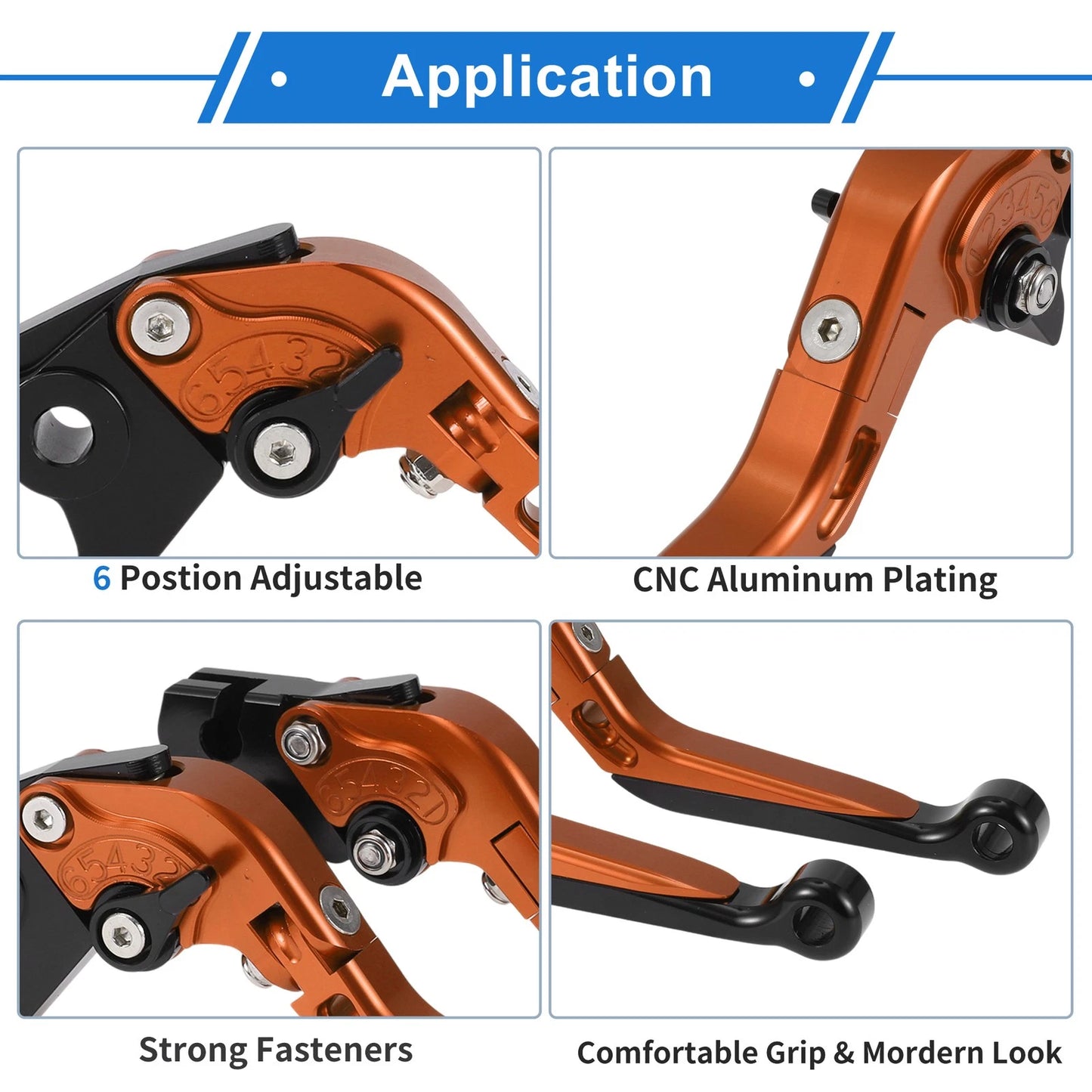 Adjustable Brake Clutch Levers for Yamaha YZF R1 (2002–2023) - Orange Black