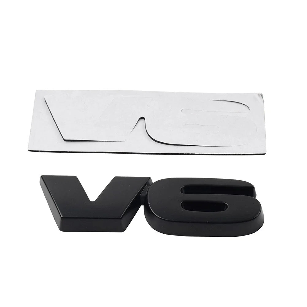 Universal Metal V6 Logo Car Emblem Badge for Fender Trunk Engine Black