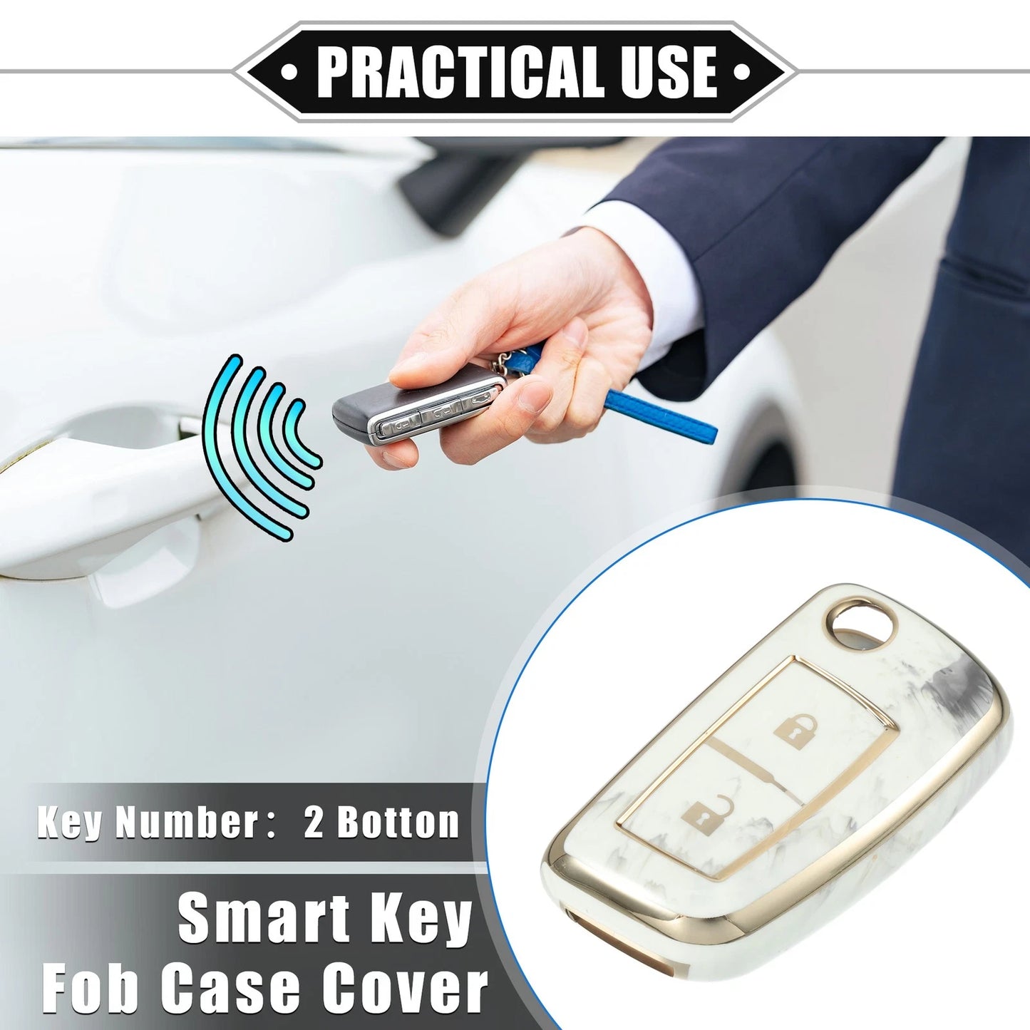 2X Smart Key Fob Case Cover for Nissan Rogue Frontier (2014–2021) TPU Gray