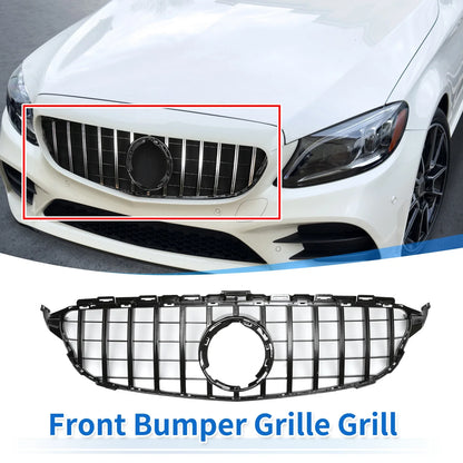 Front Upper Bumper Grille for Mercedes C180 AMG Body Styling Black