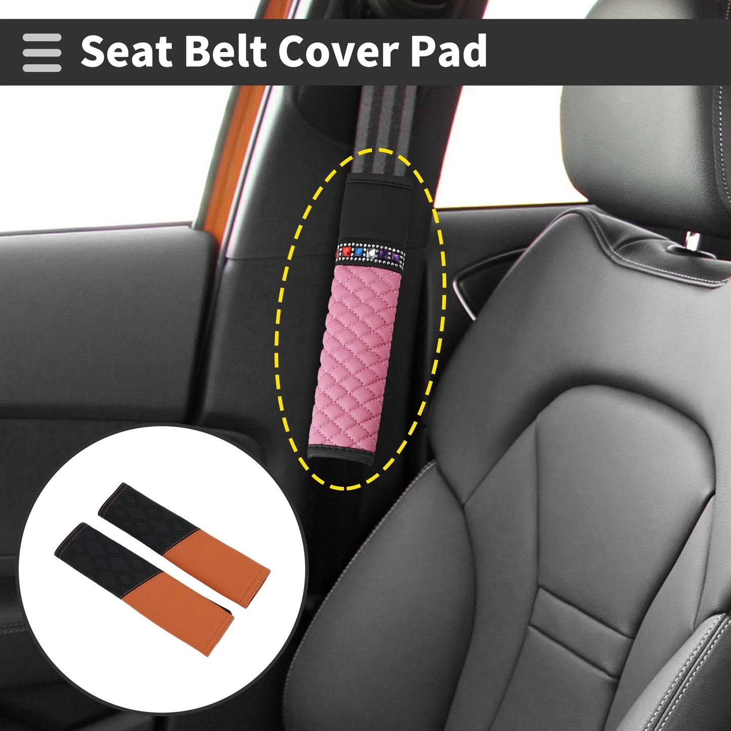 Set of 2 Carbon Fiber Leather Seat Belt Cover Pads for Universal Fit