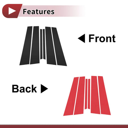 Set of 6 Black Door Pillar Window Trim for Mazda 3 (2002–2007)