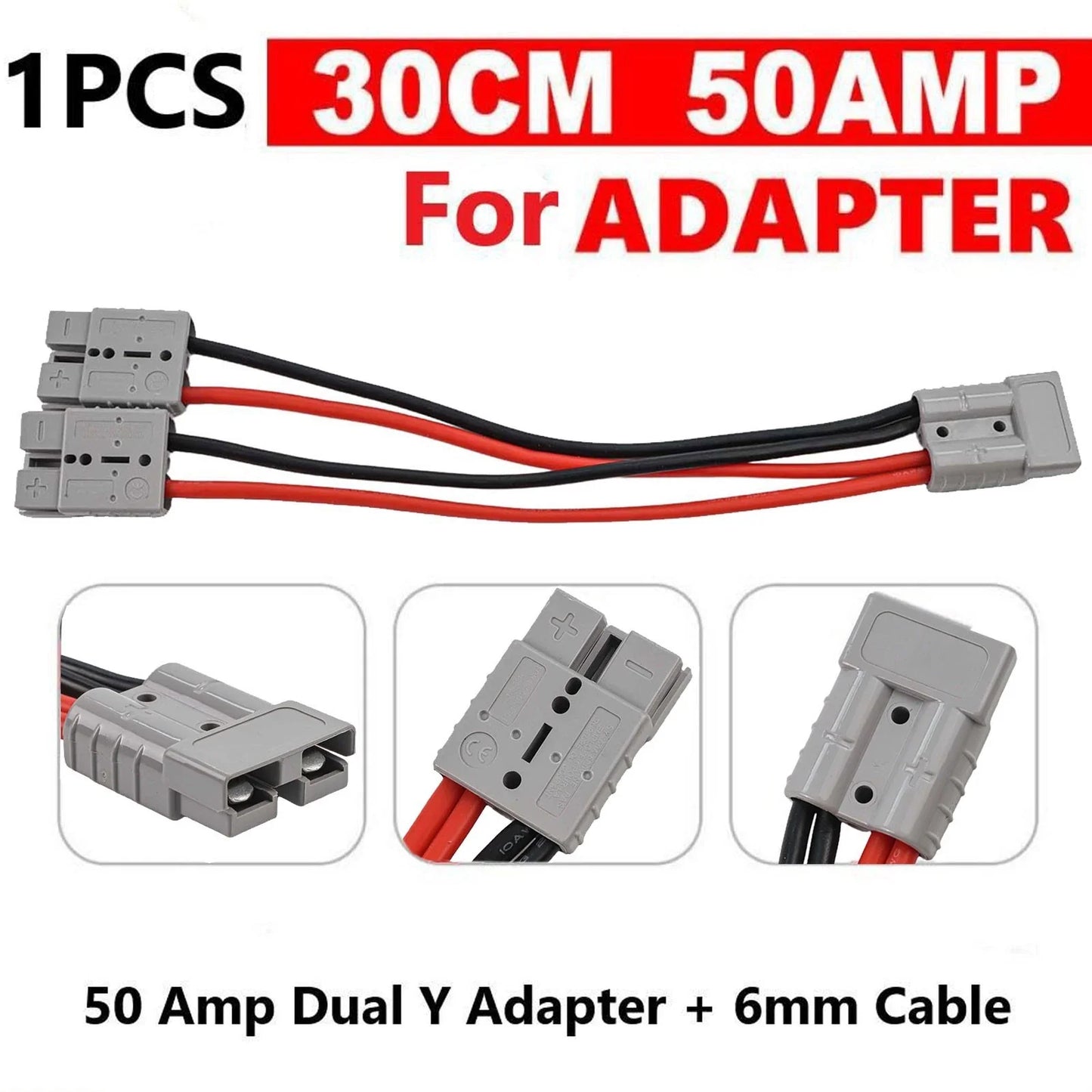 50A For Anderson Plug DoubleY Adaptor Cable Extension 4mm Battery Connector