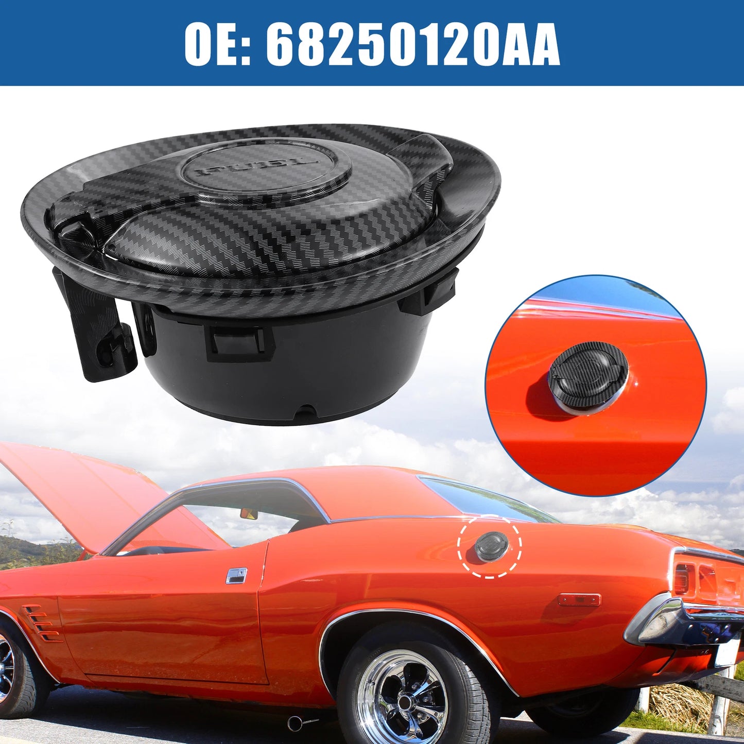 Vapor Edition Fuel Filler Door Cap 68250120AA for Dodge Challenger (2008–2022) Black