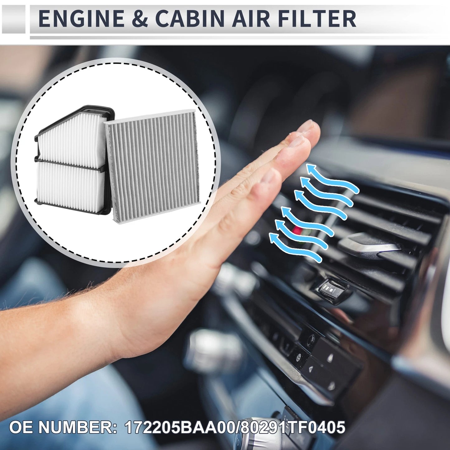 Engine Cabin Air Filter Combo No. 172205BAA00 for Honda Civic (2016–2024)