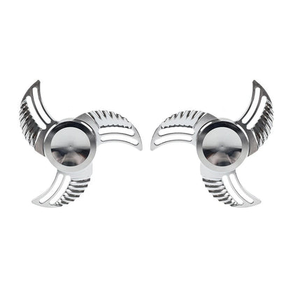Chrome Spun Blade Front Axle Caps Nut Covers for Harley Softail Dyna