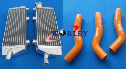 Aluminum Radiator & Orange Hose for KTM 250/450/505 SX-F/SXF (2007-2010)