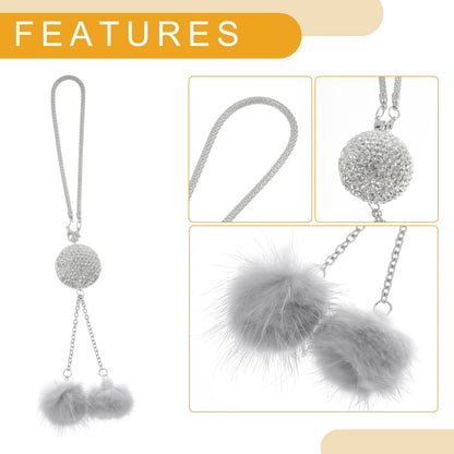 Rhinestone Drill Ball Pendant for Rear View Mirror - Light Gray