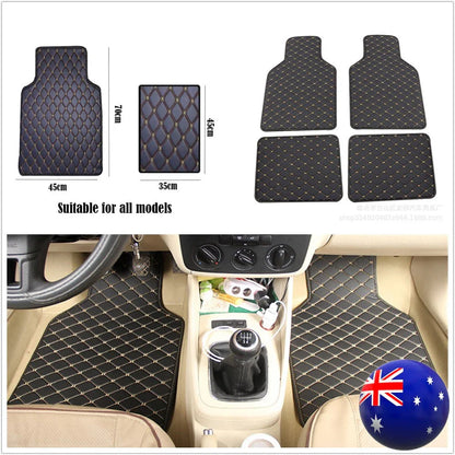 4 Pcs PU Leather Car Floor Mats