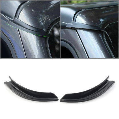 Black ABS Front Water Rain Gutter Extensions for Jeep Wrangler (2018-2021)