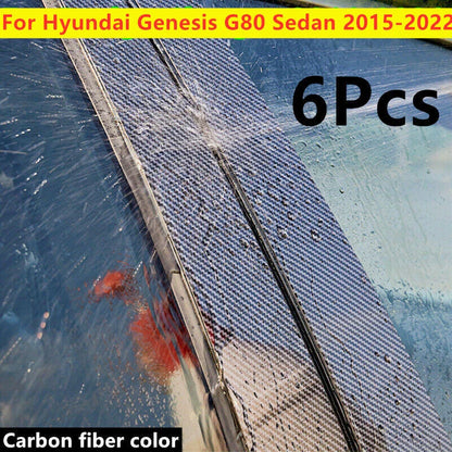 Carbon Fiber Pillar Posts Door Trim Cover for Hyundai Genesis G80 (2015–2022)