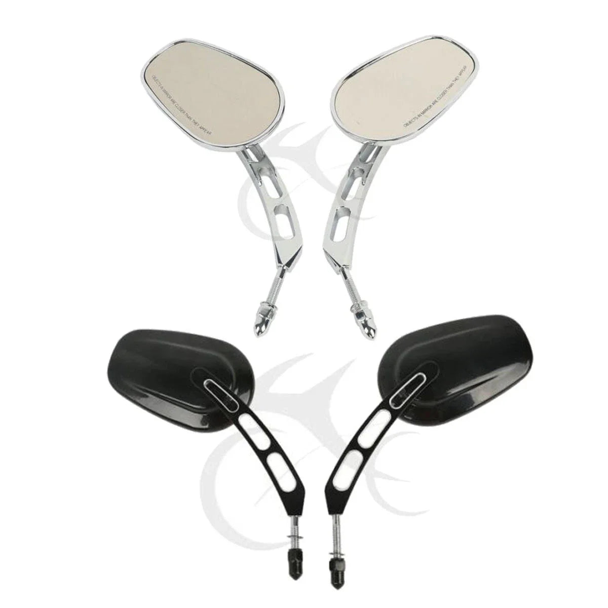 8mm Black/Chrome Rearview Mirrors for Harley Fat Bob Softail Deluxe (2008-2016)