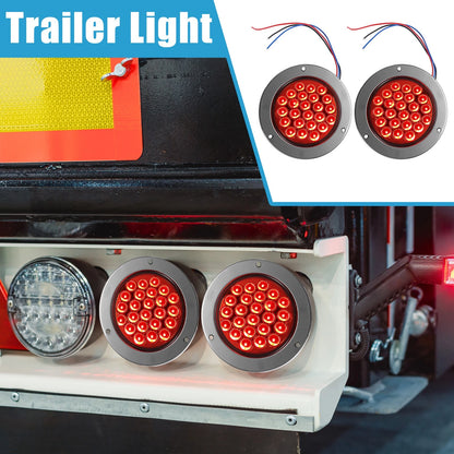 Set of 2 Trailer Light 24 LED Waterproof 4" for Truck Van Lorry Camper